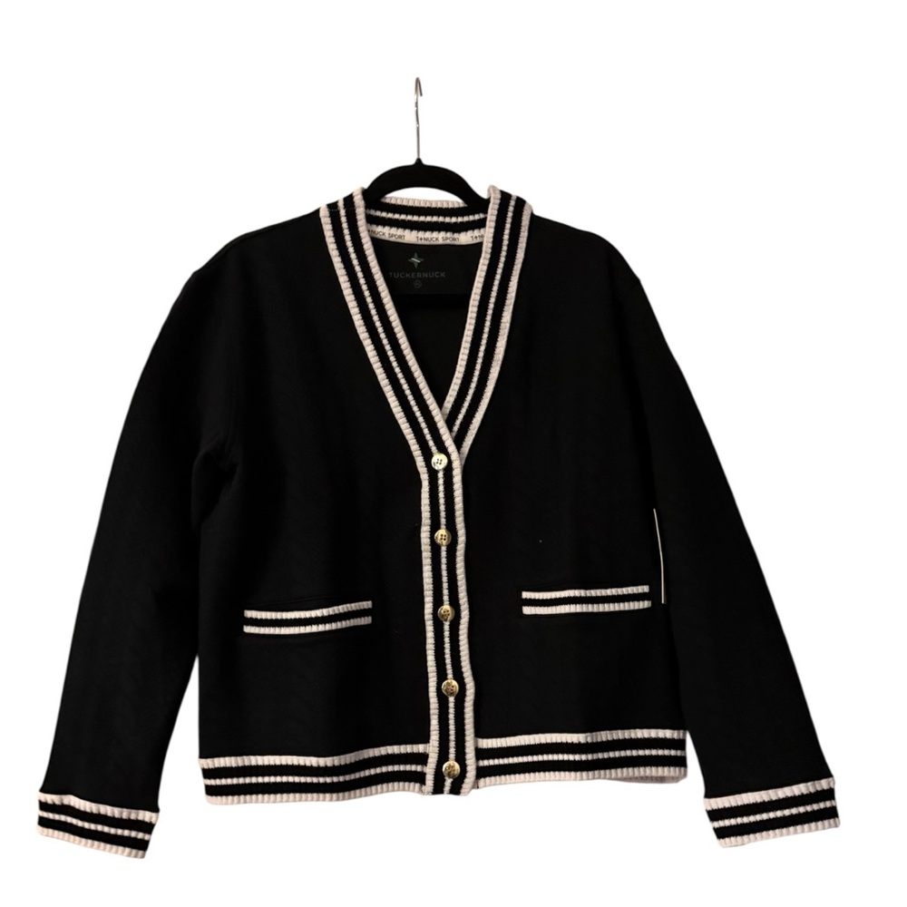 NWT - Tuckernuck Black Cardigan w/White Trim